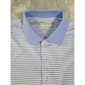 Donald Ross Shirt Mens‎ Large Blue White Striped Golf Polo Performance